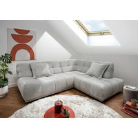 ECKSOFA ITALIA Silberfarben Chenille  - Silberfarben/Schwarz, MODERN, Kunststoff/Textil (254/203cm) - Livetastic
