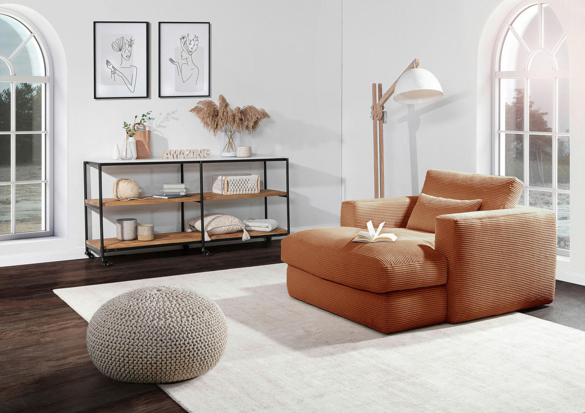 XXL-SESSEL in Cord Orange  - Schwarz/Orange, Romantik / Landhaus, Kunststoff/Textil (120/67/140cm) - Landscape
