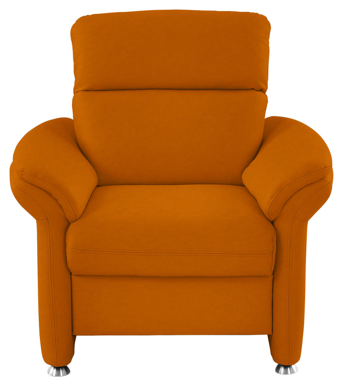 SESSEL in Echtleder Orange  - Alufarben/Orange, Konventionell, Leder/Metall (98/96/92cm) - Beldomo Premium