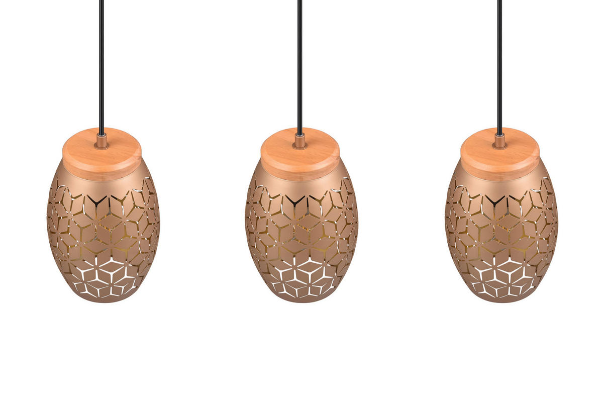 PENDELLEUCHTE Bidar 71/15/150 cm   - Goldfarben/Braun, KONVENTIONELL, Holz/Metall (71/15/150cm)
