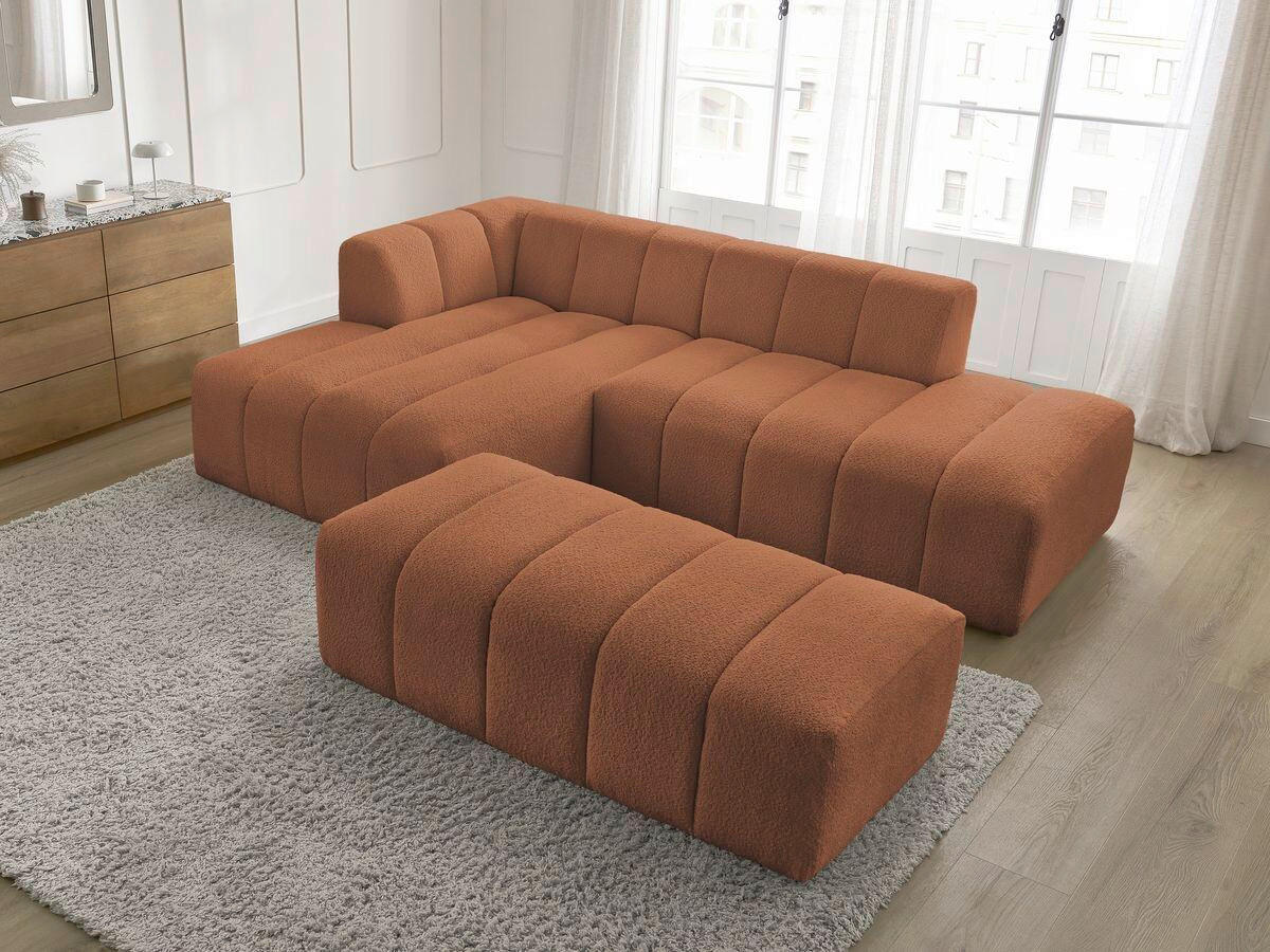ECKSOFA  ANNECY Orange Bouclé  - Schwarz/Orange, MODERN, Kunststoff/Textil (170/262cm)