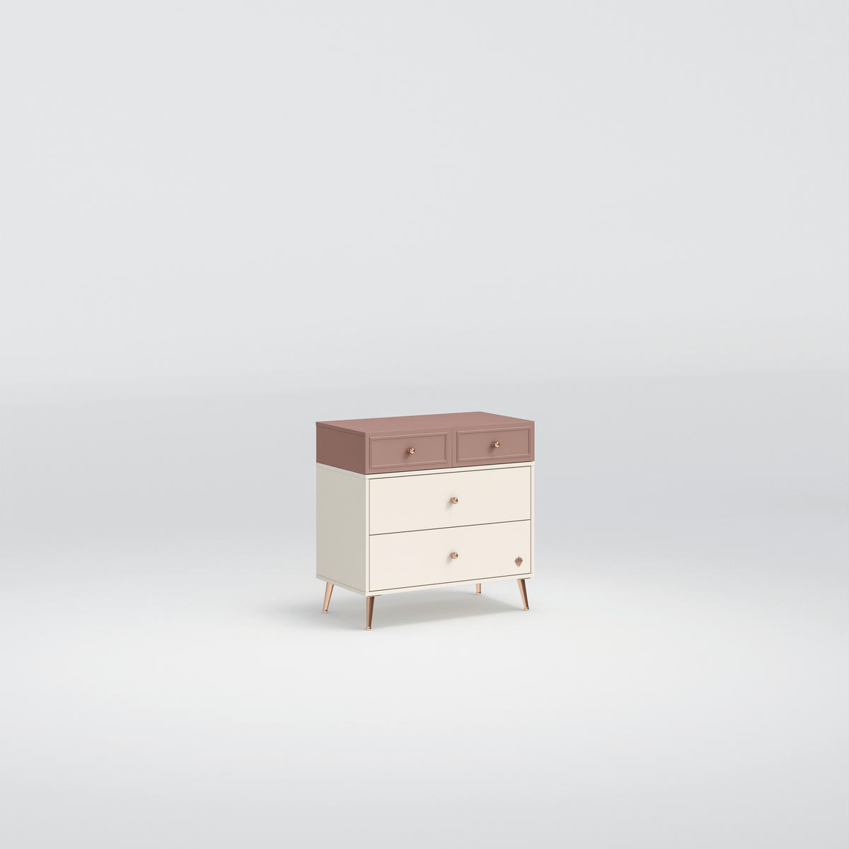 Comodă 80/79/44 cm  - roz aprins/crem, Modern, lemn/material pe bază de lemn (80/79/44cm) - Cilek