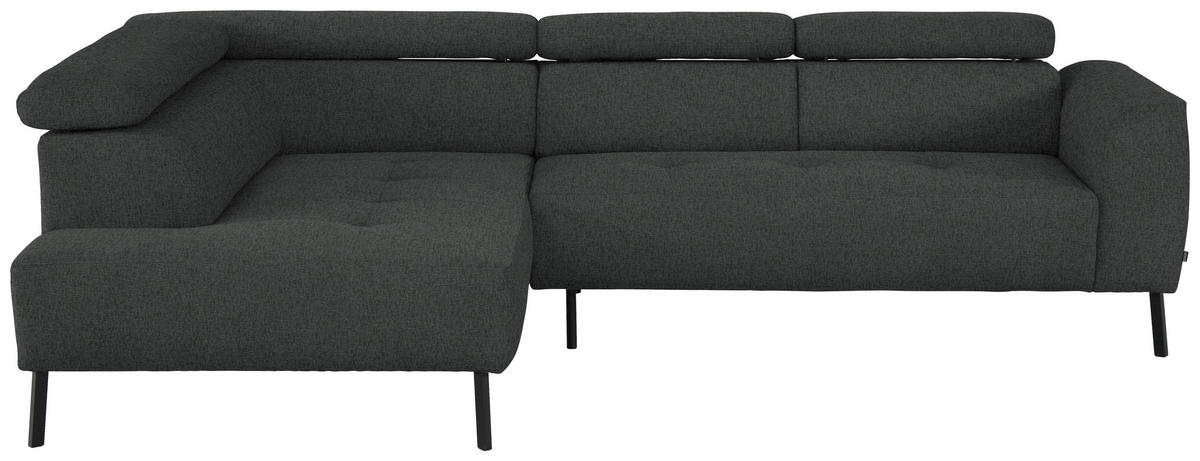 ECKSOFA in Chenille Dunkelgrau  205/280 cm  - Dunkelgrau/Schwarz, Design, Textil/Metall (205/280cm) - Xora