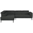 ECKSOFA in Chenille Dunkelgrau 205/280 cm - Dunkelgrau/Schwarz, Design, Textil/Metall (205/280cm) - Xora