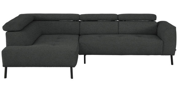 ECKSOFA in Chenille Dunkelgrau 205/280 cm - Dunkelgrau/Schwarz, Design, Textil/Metall (205/280cm) - Xora