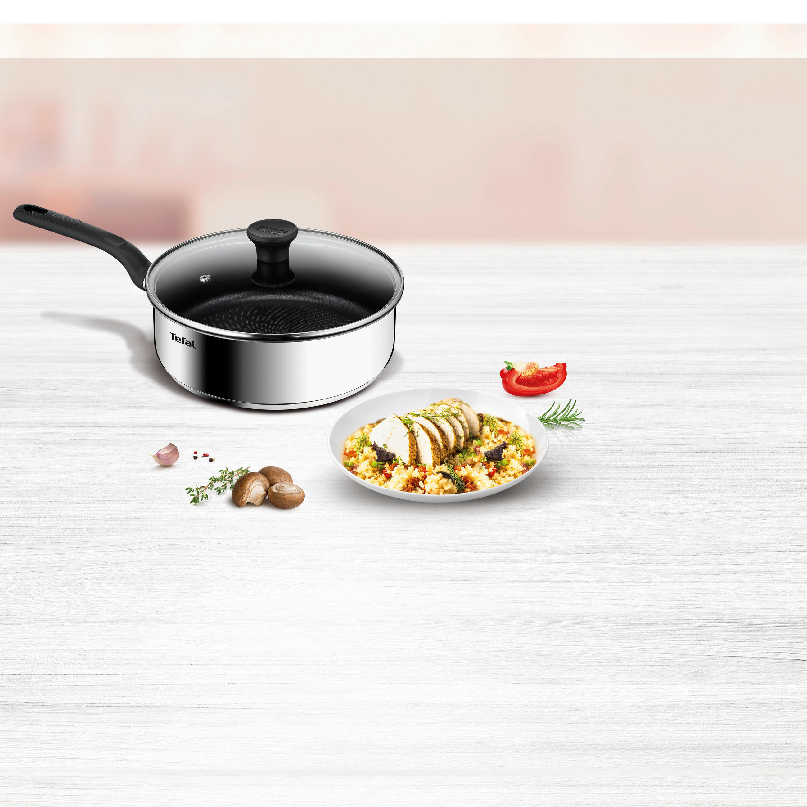 SCHMORPFANNE Duetto Silitan®-Antihaftbeschichtung  - Edelstahlfarben, Basics, Metall (25,6/11,2/44,5cm) - Tefal