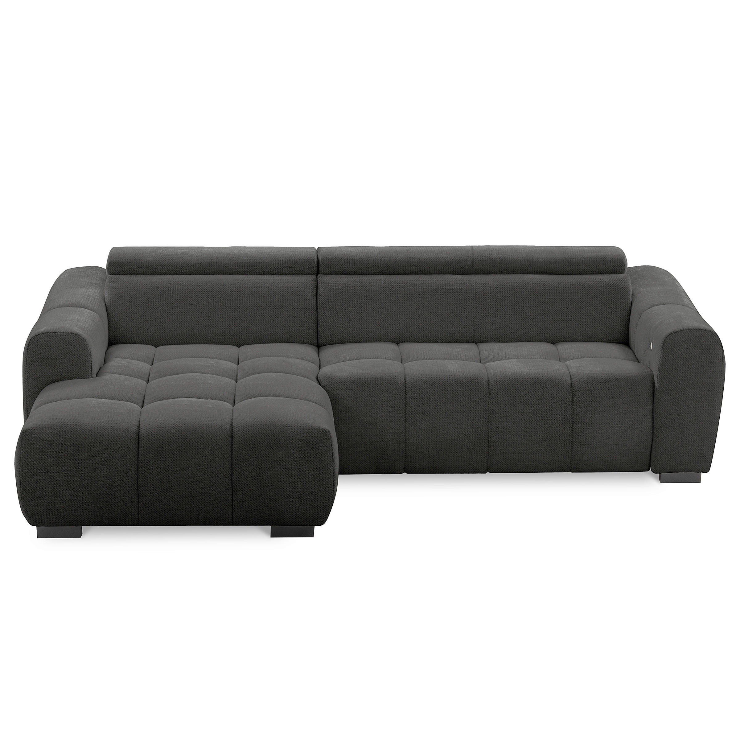ECKSOFA AVEIRO Schwarz Webstoff Bettkasten, Kopfteilverstellung, Sitzvorzug  - Schwarz, Design, Kunststoff/Textil (177/274cm) - Livetastic