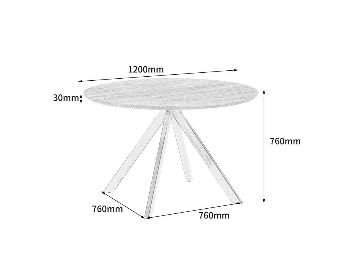 ESSTISCH in Metall, Holzwerkstoff  - Schwarz/Naturfarben, LIFESTYLE, Holzwerkstoff/Metall (120/76/120cm) - Livetastic