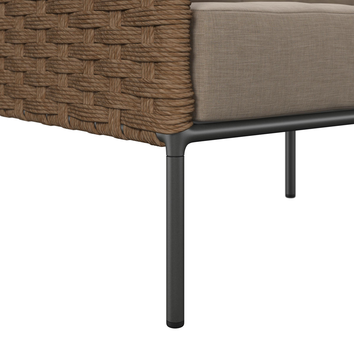 LOUNGEGARNITUR   Akazie vollmassiv Stahl  - Beige/Gelb, MODERN, Holz/Kunststoff - Beldano