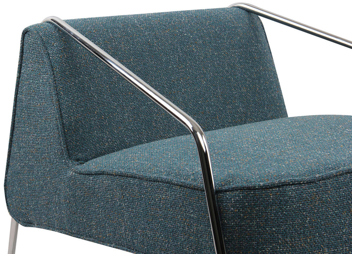 DESIGNSESSEL in Webstoff Blau  - Chromfarben/Blau, MODERN, Textil/Metall (62/85/65cm) - Livetastic