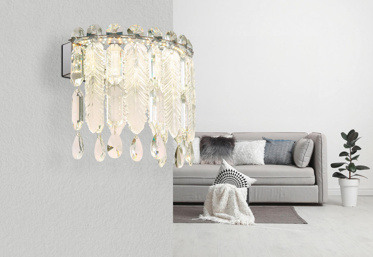 LED VÄGGLAMPA 28/17/24,5 cm   - klar/kromfärg, Klassisk, metall/glas (28/17/24,5cm) - Globo