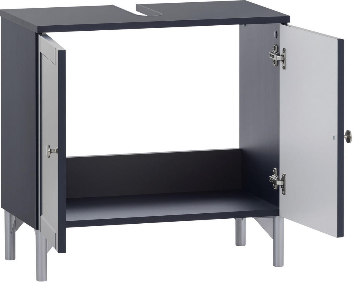 WASCHBECKENUNTERSCHRANK 60,2/58,5/32 cm  - Silberfarben/Dunkelblau, Basics, Holzwerkstoff/Kunststoff (60,2/58,5/32cm) - Stylife