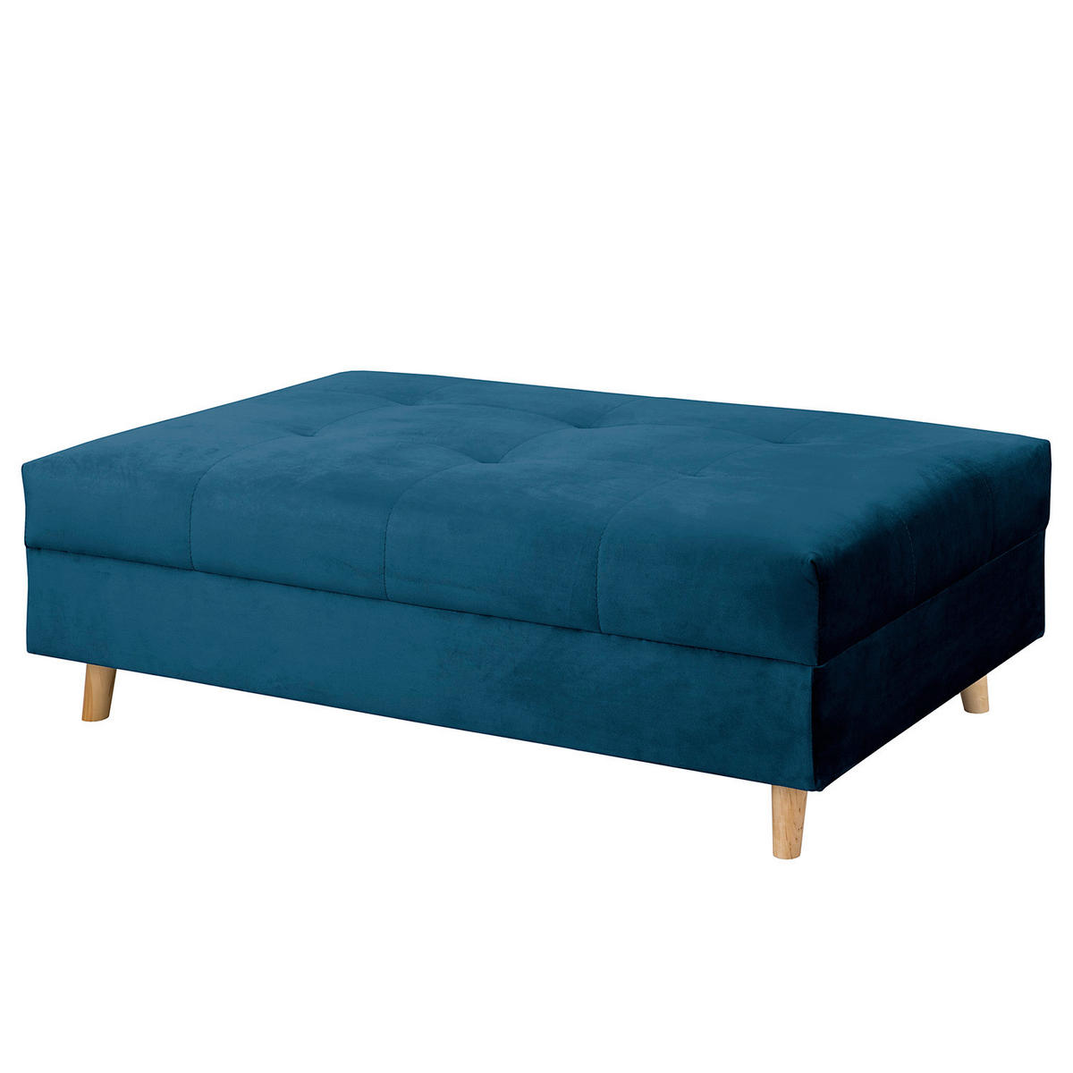ECKSOFA inkl. Hocker Ariella Blau Samt Rückenkissen, Hocker  - Blau/Naturfarben, Design, Holz/Textil (231/161cm) - Livetastic