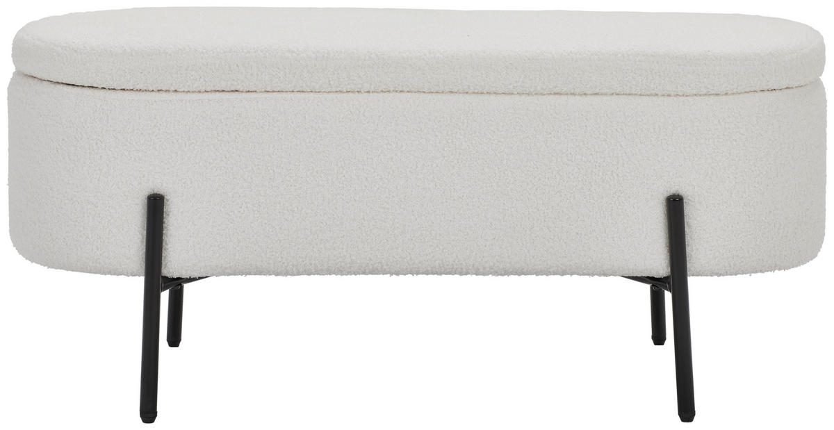 TRUHENBANK in Metall, Textil 95/43/36 cm  - Schwarz/Weiß, MODERN, Textil/Metall (95/43/36cm) - Novel