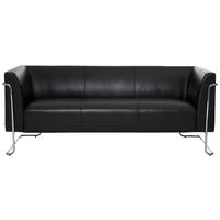 3-SITZER-SOFA Lederlook Schwarz  - Silberfarben/Schwarz, MODERN, Textil/Metall (179/71/74cm) - MID.YOU