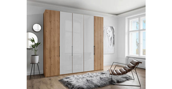 DREHTÜRENSCHRANK in Weiß, Eiche Bianco - Schieferfarben/Eiche Bianco, KONVENTIONELL, Glas/Holzwerkstoff (250/236/58cm) - Dieter Knoll