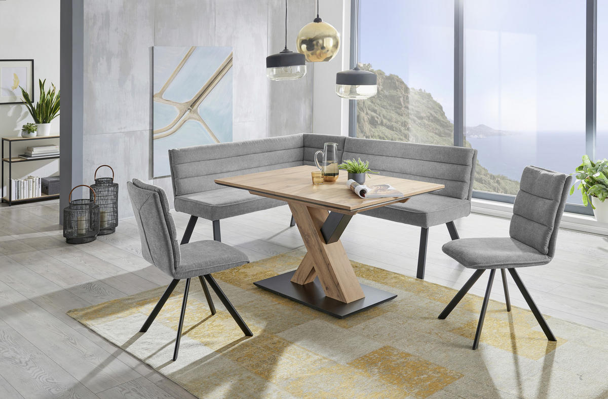 ESSTISCH rechteckig Schwarz, Eichefarben  - Eichefarben/Schwarz, Design, Holzwerkstoff (110/70/75,5cm) - Cantus