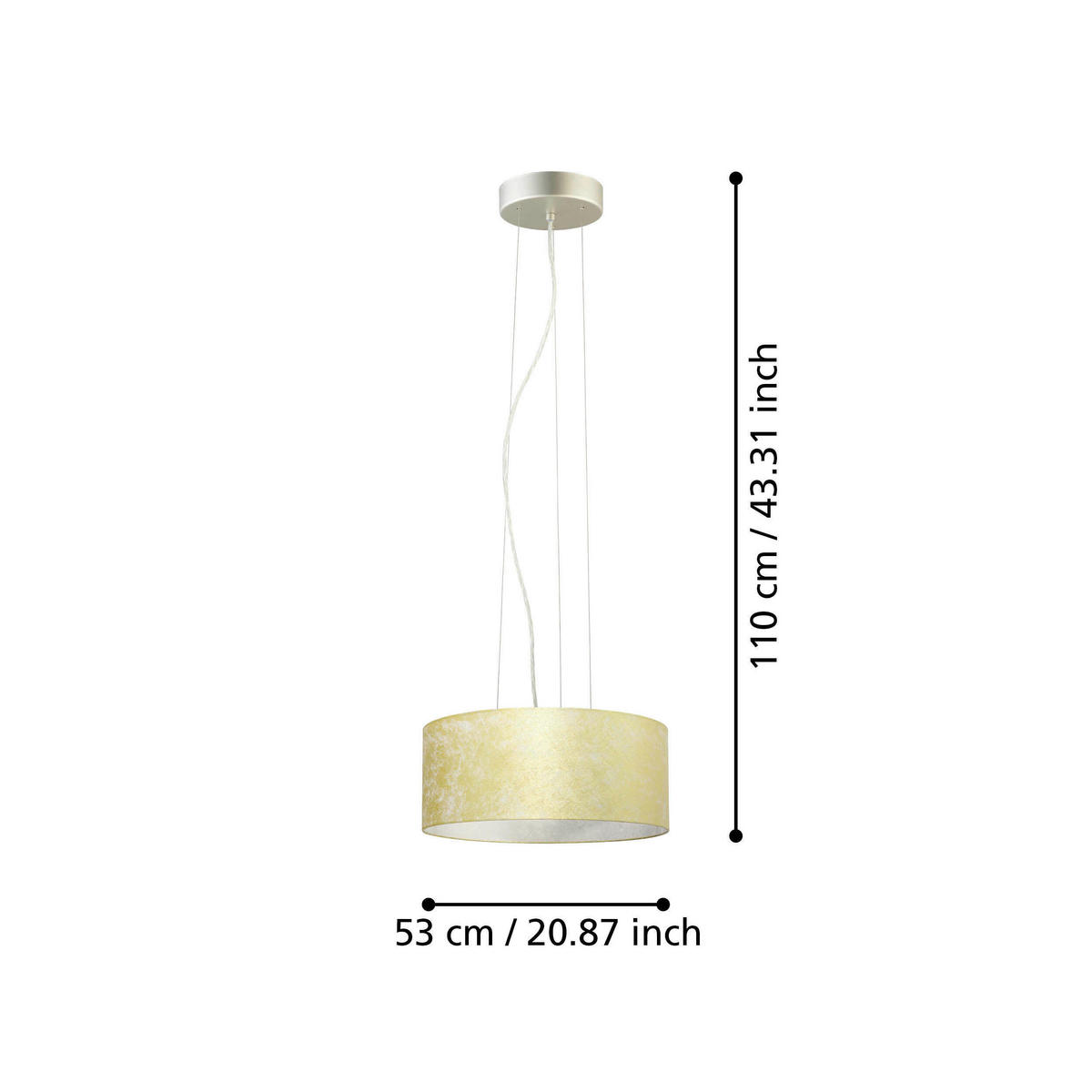 HÄNGELEUCHTE Viserbella 53/110 cm  - Champagner/Goldfarben, KONVENTIONELL, Textil/Metall (53/110cm) - Eglo