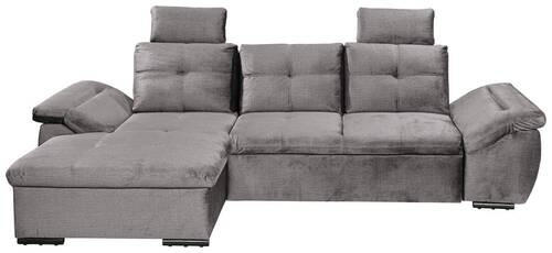 ECKSOFA in Mikrovelours Hellgrau  - Hellgrau/Schwarz, KONVENTIONELL, Kunststoff/Textil (170/275cm) - Carryhome
