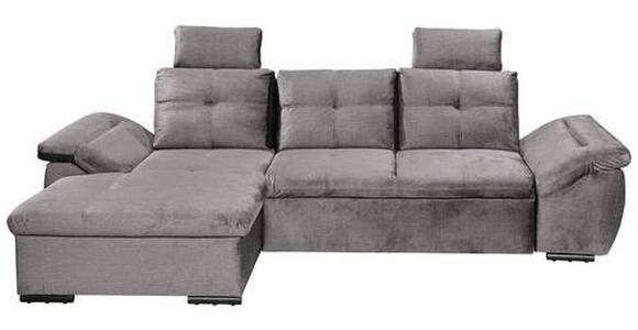ECKSOFA in Mikrovelours Hellgrau - Hellgrau/Schwarz, KONVENTIONELL, Kunststoff/Textil (170/275cm) - Carryhome