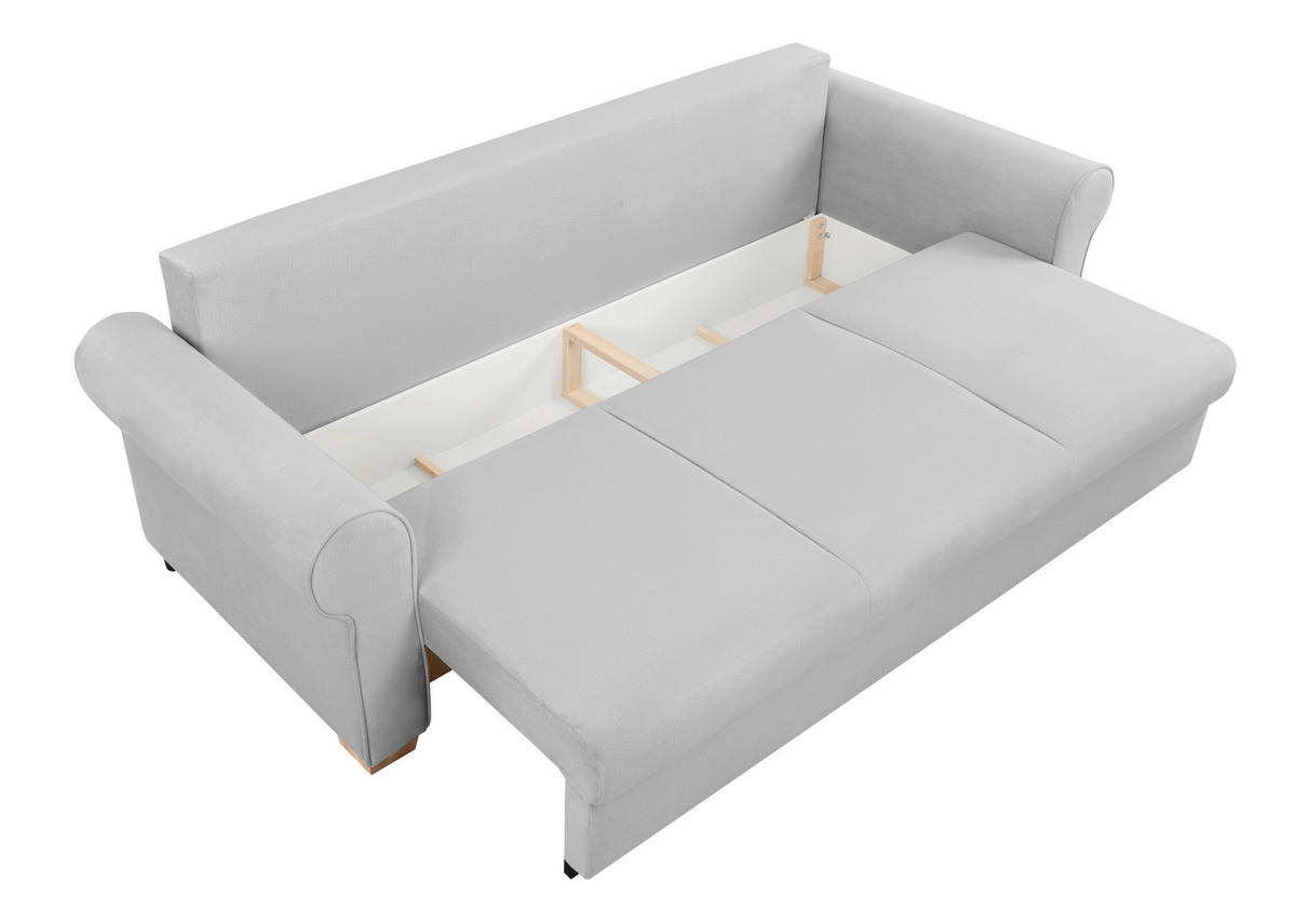 SCHLAFSOFA in Hellgrau  - Buchefarben/Hellgrau, Design, Holz/Textil (240/94/98cm) - MID.YOU