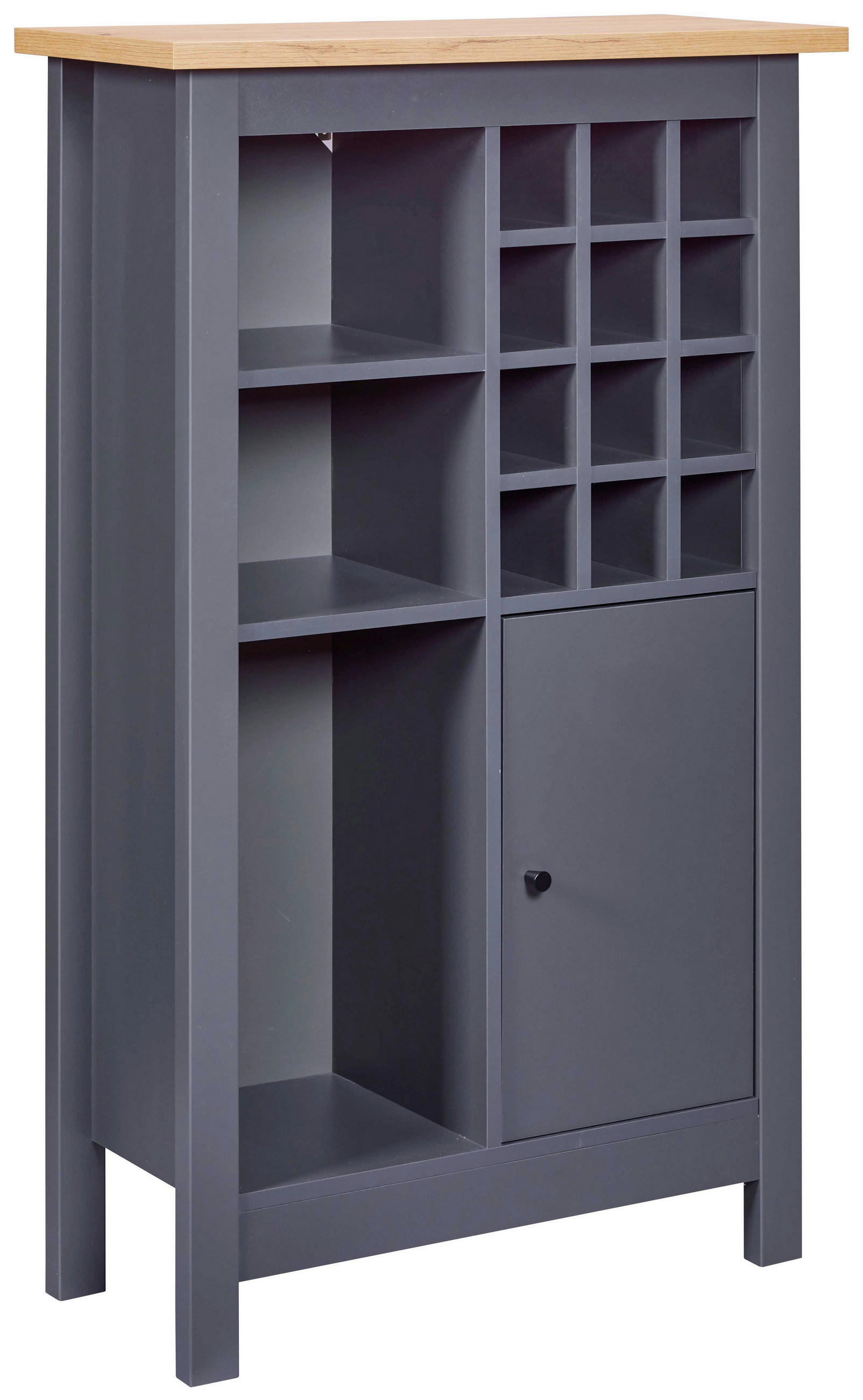 WEINSCHRANK  - Anthrazit/Schwarz, MODERN, Holzwerkstoff/Kunststoff (76,8/124,4/33cm) - home24