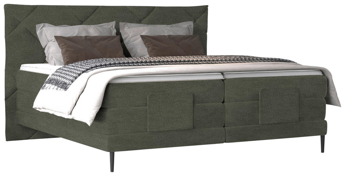 BOXSPRINGBETT 160/200 cm  in Olivgrün  - Schwarz/Olivgrün, KONVENTIONELL, Textil/Metall (160/200cm) - Esposa