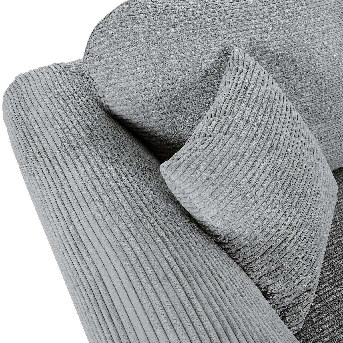 2-SITZER-SOFA in Cord Hellgrau  - Dunkelbraun/Hellgrau, Konventionell, Holz/Textil (190/70/90cm) - home24