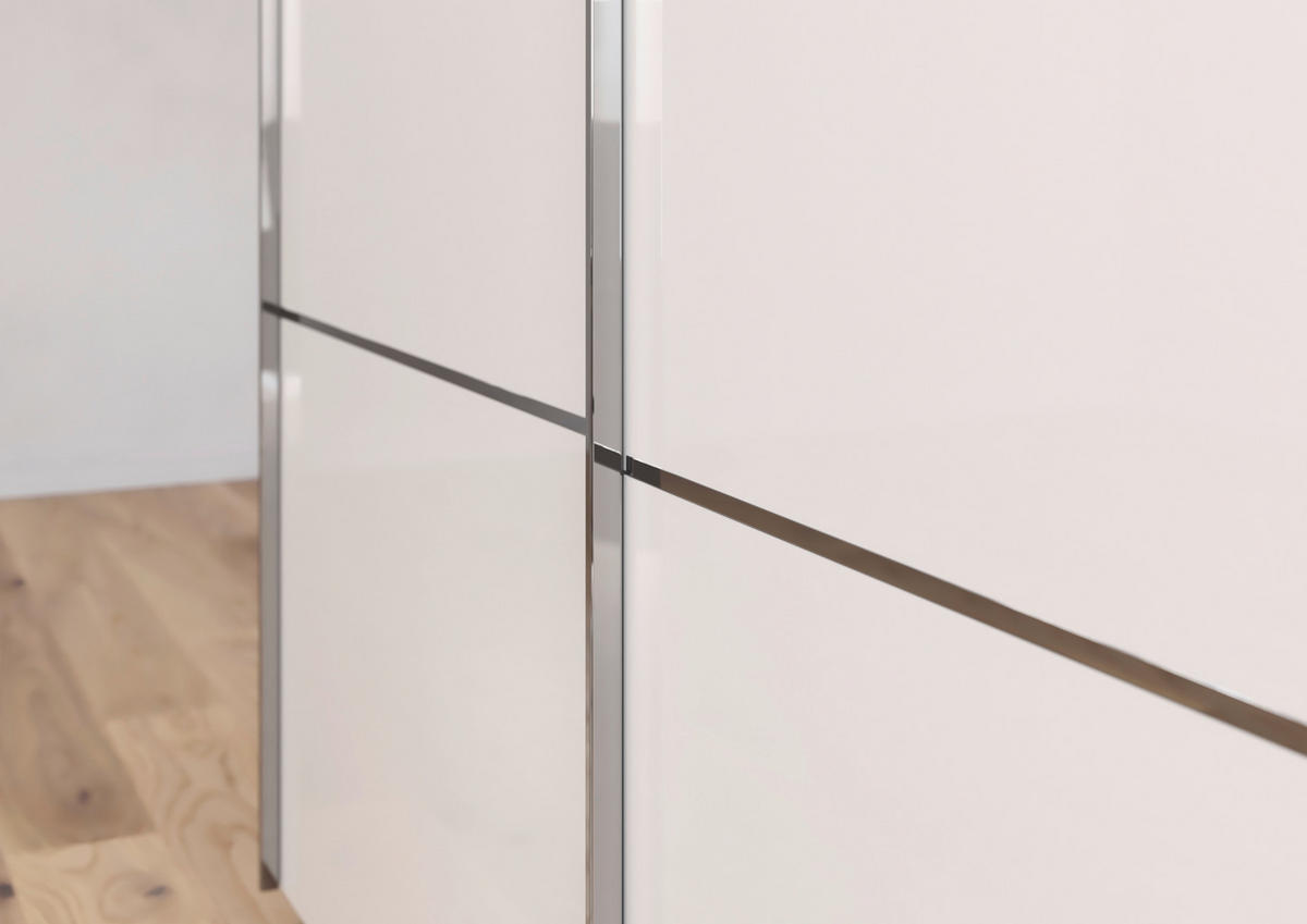 SCHWEBETÜRENSCHRANK in Weiss  - Chromfarben/Weiss, Konventionell, Glas/Holzwerkstoff (271/223/68cm) - Novel