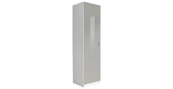 DREHTÜRENSCHRANK in Weiß, Hellgrau - Chromfarben/Hellgrau, Design, Holzwerkstoff/Kunststoff (47/197/54cm) - Carryhome