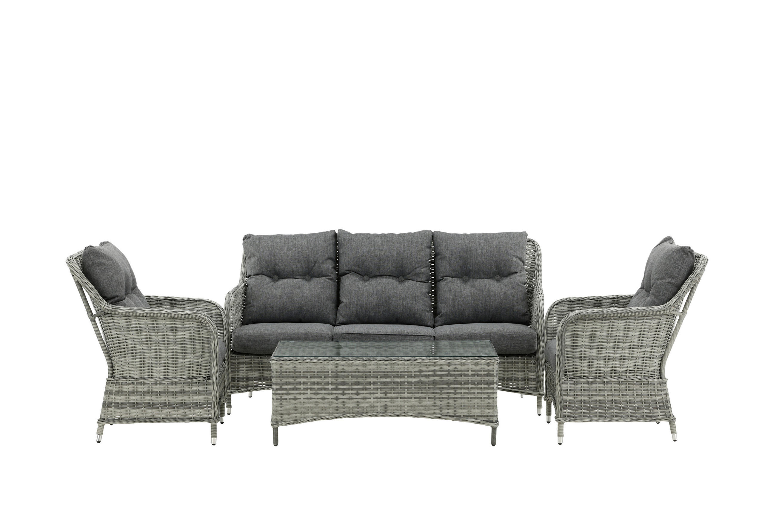 LOUNGEGARNITUR   Rattan  - Grau, KONVENTIONELL, Holz - Gardenson