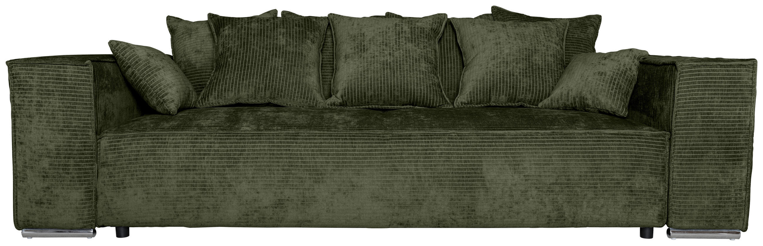 BIGSOFA Flachgewebe Dunkelgrün  - Chromfarben/Dunkelgrün, KONVENTIONELL, Textil/Metall (256/68/122cm) - Carryhome