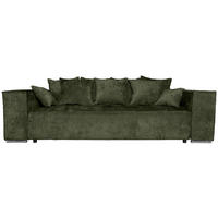 BIGSOFA Flachgewebe Dunkelgrün  - Chromfarben/Dunkelgrün, KONVENTIONELL, Textil/Metall (256/68/122cm) - Carryhome