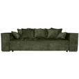 BIGSOFA Flachgewebe Dunkelgrün  - Chromfarben/Dunkelgrün, KONVENTIONELL, Textil/Metall (256/68/122cm) - Carryhome