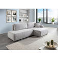 ECKSOFA Grau Flachgewebe Zierkissen, Rückenkissen, Bettkasten, Schlaffunktion, Rücken echt, Liegefläche im Originalstoff  - Schwarz/Grau, KONVENTIONELL, Kunststoff/Textil (260/145cm) - Carryhome