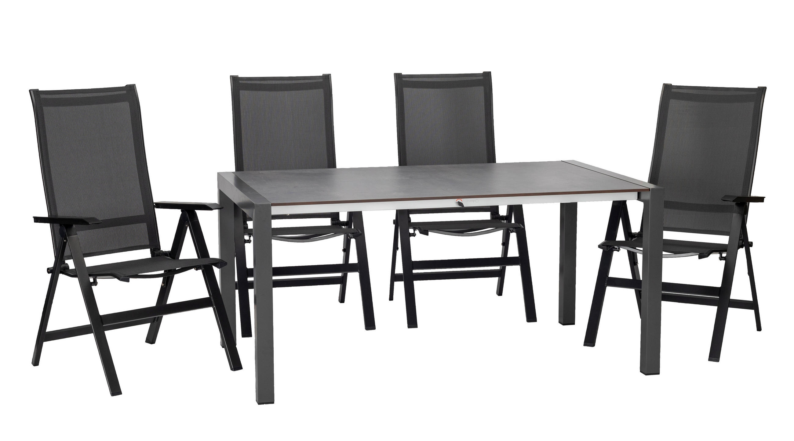 GARTENSET beschichtet Aluminium  - Anthrazit/Schwarz, Basics, Textil/Metall (160+60/98/74cm) - Acamp