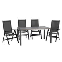 GARTENSET beschichtet Aluminium  - Anthrazit/Schwarz, Basics, Textil/Metall (160+60/98/74cm) - Acamp