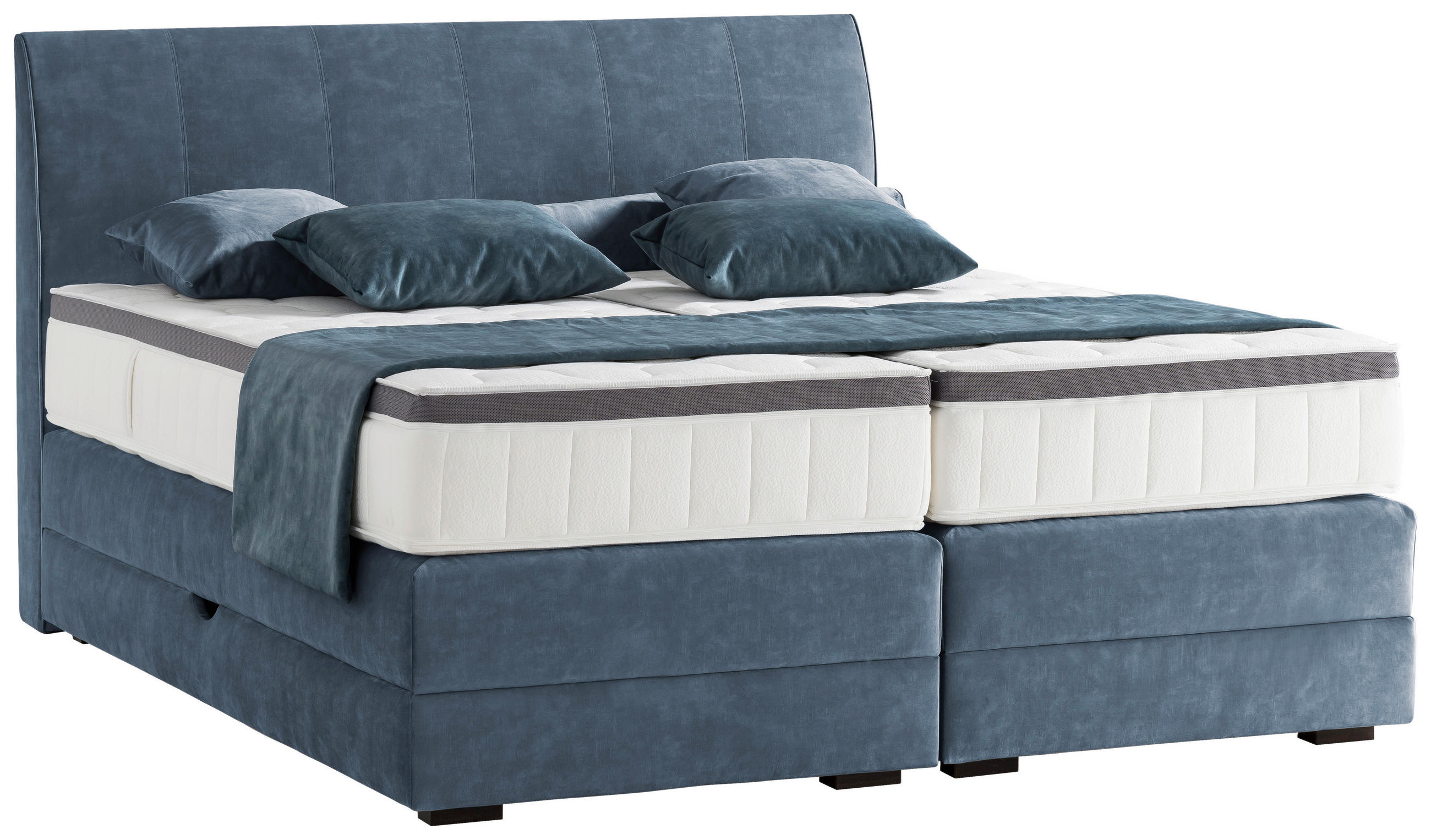 BOXSPRINGBETT 160/200 cm  in Blau  - Wengefarben/Blau, KONVENTIONELL, Holz/Textil (160/200cm) - Novel
