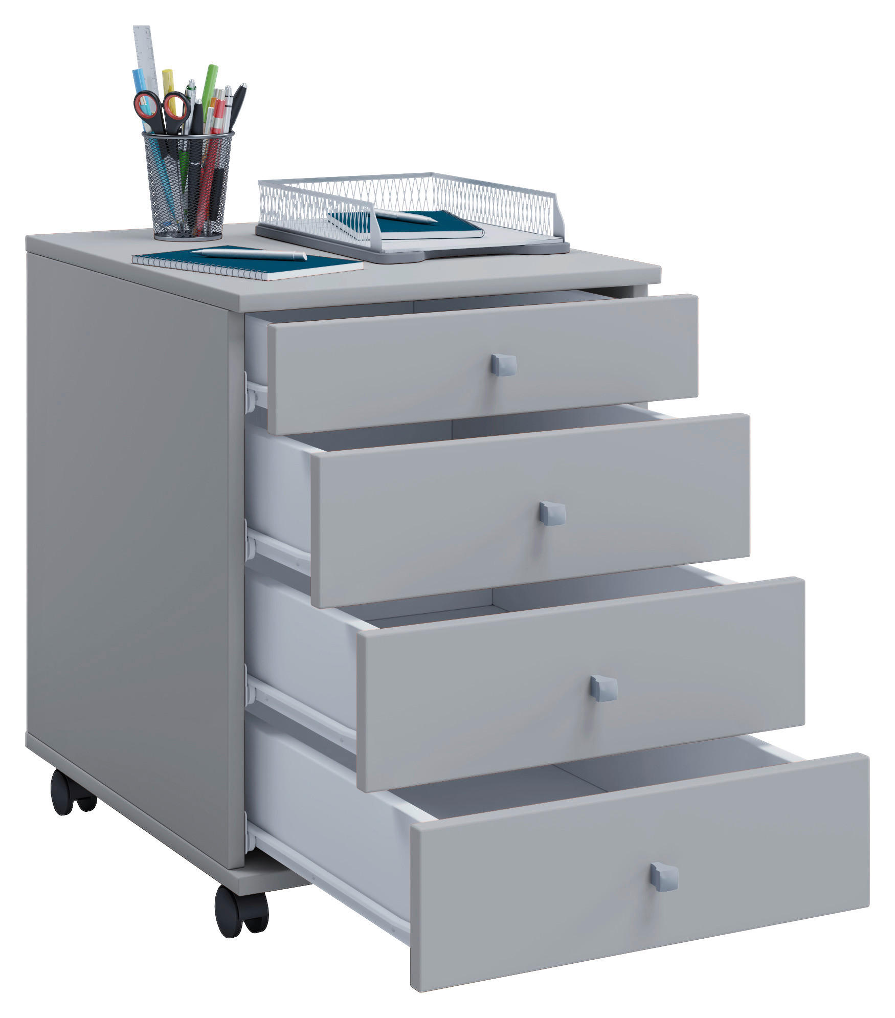 ROLLCONTAINER Grau - Silberfarben/Grau, Basics, Kunststoff (42/57/50cm) - MID.YOU