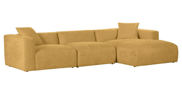 ECKSOFA  in Chenille Senfgelb  323/178 cm  - Senfgelb/Schwarz, MODERN, Kunststoff/Textil (323/178cm) - Carryhome