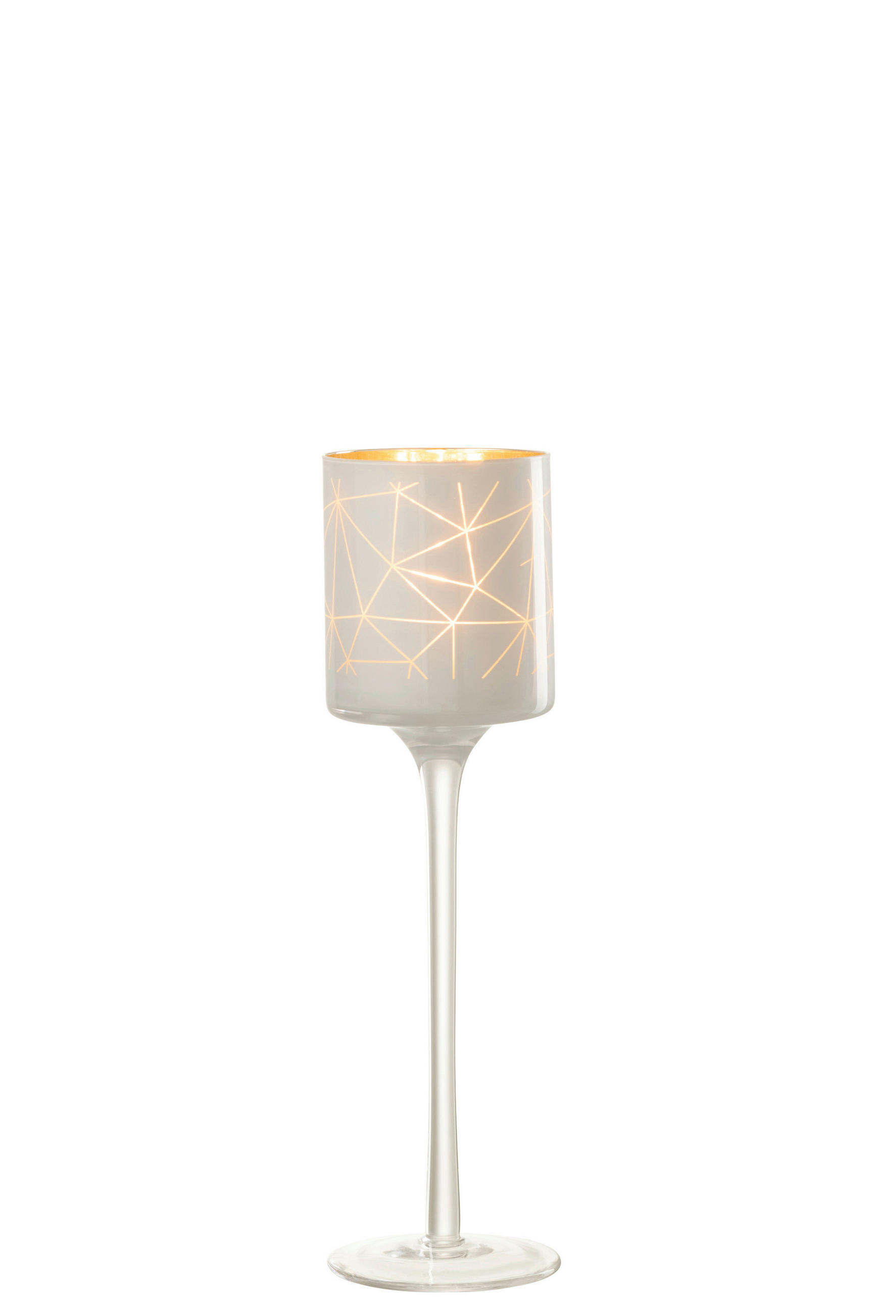 TEELICHTHALTER - Weiss/Goldfarben, Basics, Glas (7/7/25cm) - Ambia Home