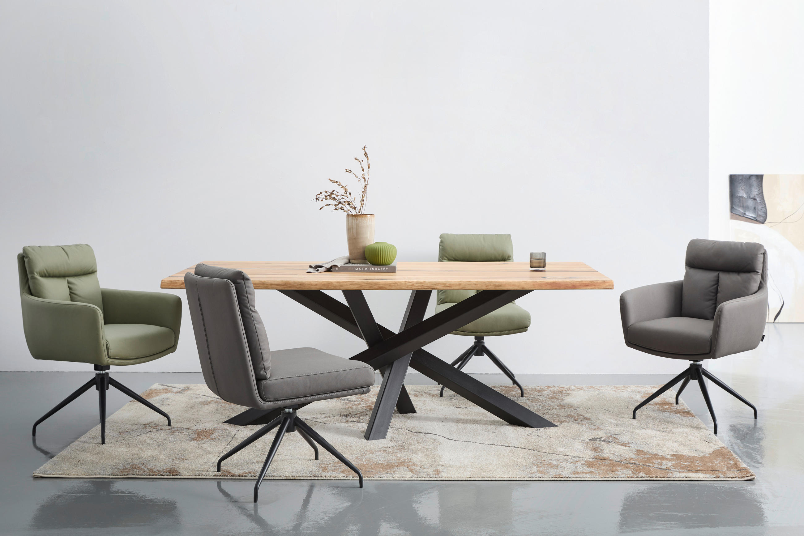 ESSTISCH in Holz 200/100/76 cm  - Wildeiche/Schwarz, Design, Holz/Metall (200/100/76cm) - Linea Natura