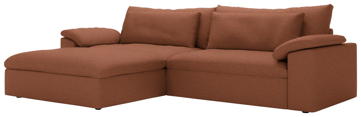 ECKSOFA Flachgewebe Beigebraun  - Beigebraun/Schwarz, Modern, Kunststoff/Textil (198/306cm) - Carryhome