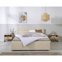 OBLAZINJENA POSTELJA 160 cm   x 200 cm  , les, kovina, umetna masa, tekstil bež  - bež, Moderno, kovina/umetna masa (160/200cm) - MID.YOU