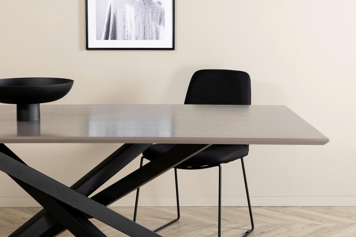 ESSTISCH furniert rechteckig Schwarz  - Schwarz, Design, Holzwerkstoff/Metall (180/90/76cm) - Livetastic