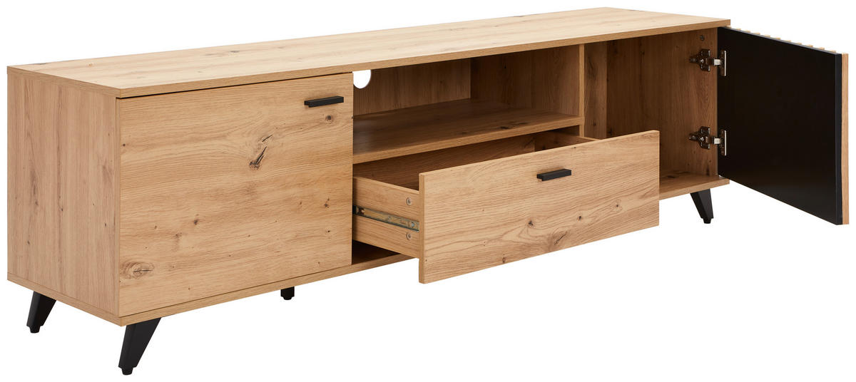 TV-BÄNK 170/40/49 cm  - svart/ekfärgad, Lifestyle, metall/trämaterial (170/40/49cm) - MID.YOU
