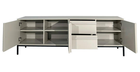 LOWBOARD - Hellgrau/Schwarz, Design, Holz/Holzwerkstoff (180/60,5/40cm) - Xora