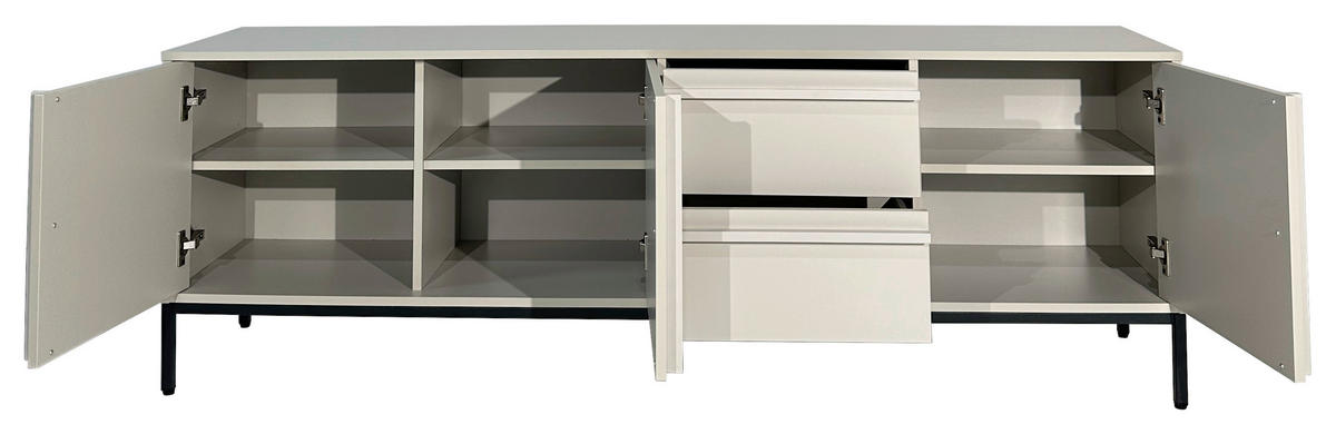 LOWBOARD - Hellgrau/Schwarz, Design, Holz/Holzwerkstoff (180/60,5/40cm) - Xora