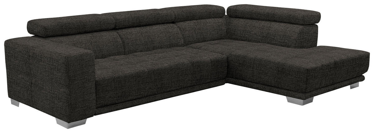 ECKSOFA in Chenille Braun  301/207 cm  - Chromfarben/Braun, Design, Textil (301/207cm) - Xora