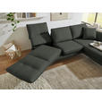ECKSOFA  in Flachgewebe Grün Armteilverstellung, Relaxfunktion, Drehsitzfunktion  255-365/175-224 cm  - Schwarz/Grün, Design, Textil/Metall (255-365/175-224cm) - Dieter Knoll